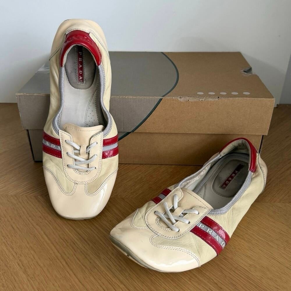 Prada Sport Women Lace Up Ballet Flats- SZ 37.5 / US 7.5